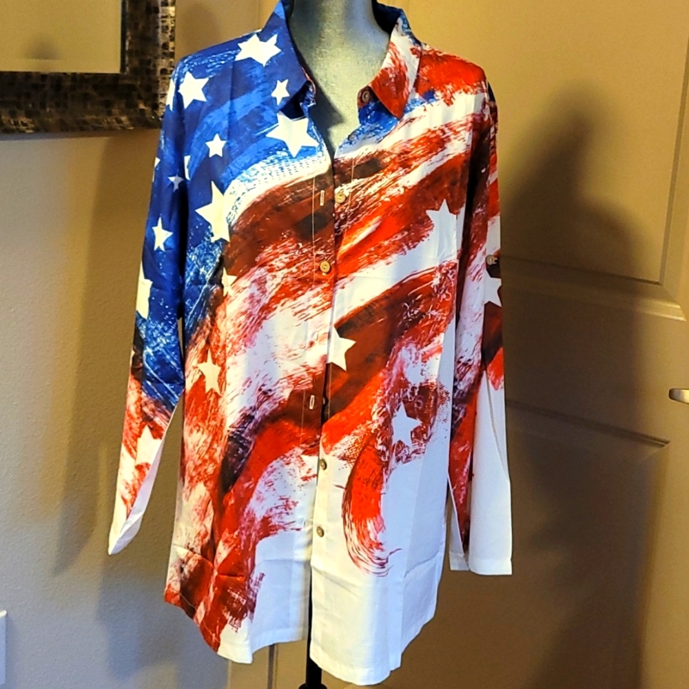 Red, White, Blue Button Down